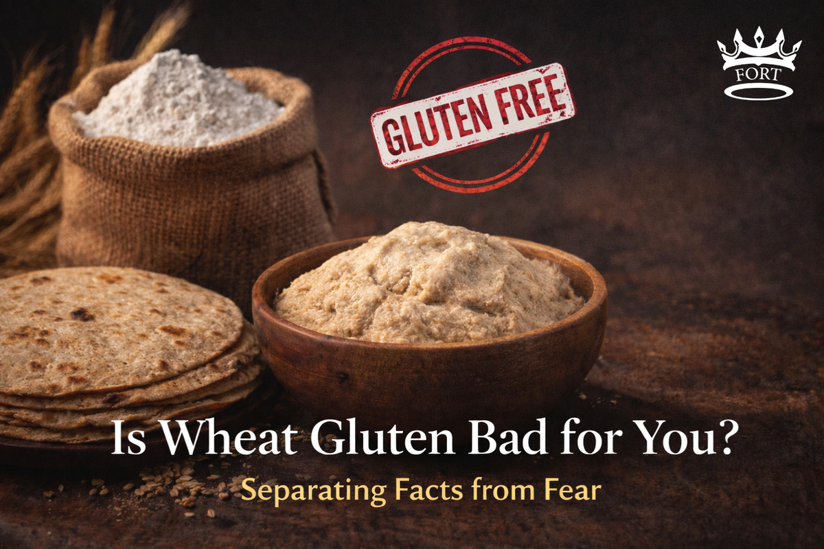 comparing gluten-free bread & quinoa on one side with whole wheat flour, dough, & rotis 