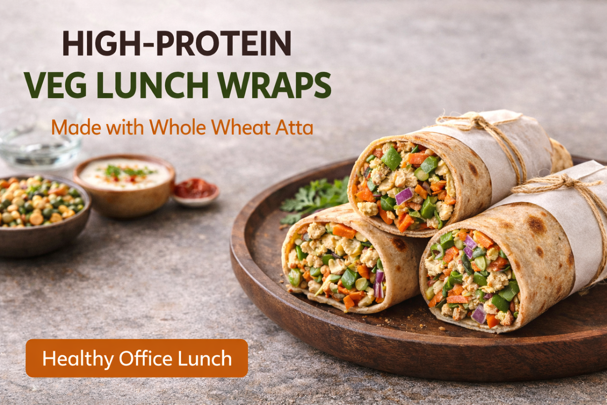 High-protein veg lunch wraps made with whole wheat atta