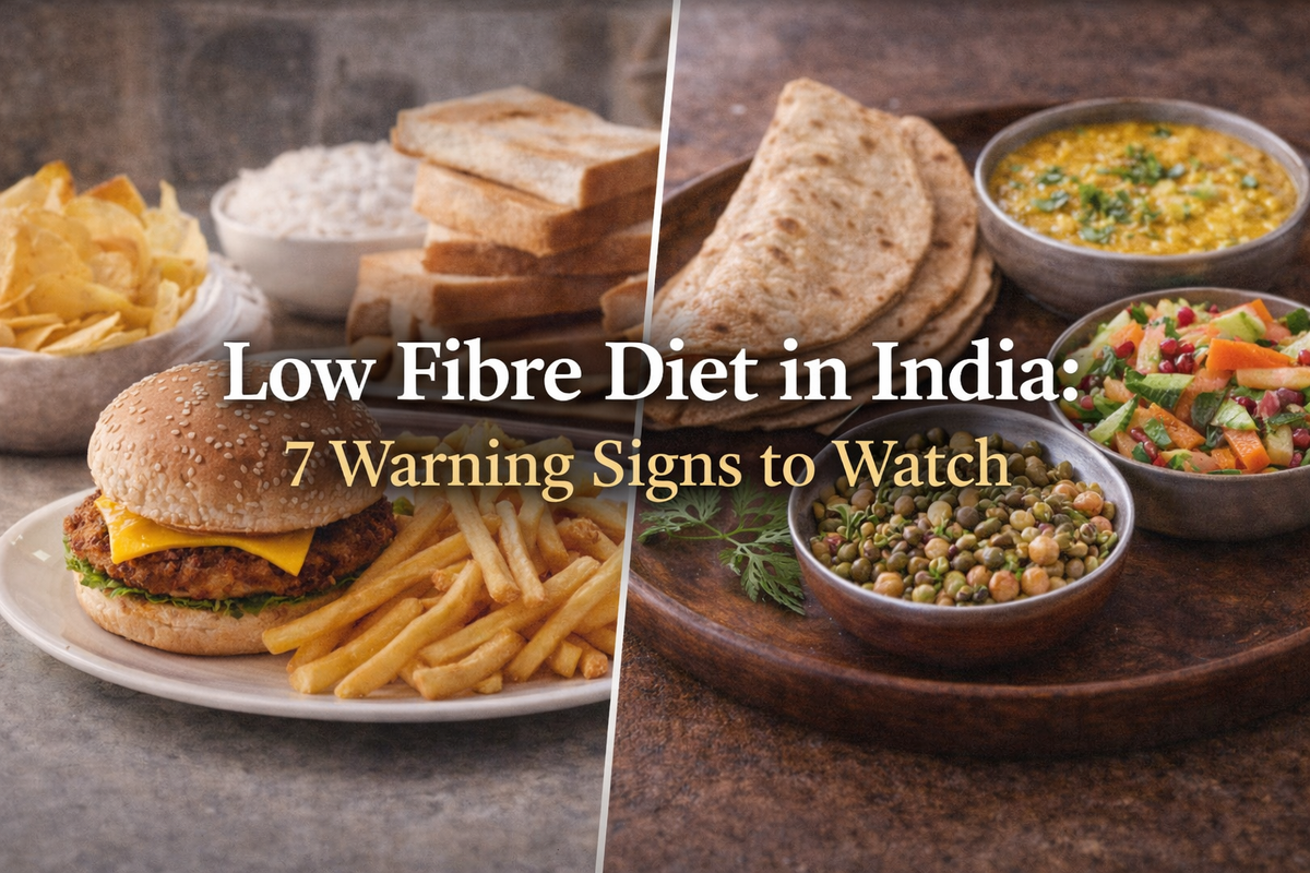 contrasting a low-fibre diet with a high-fibre Indian meal