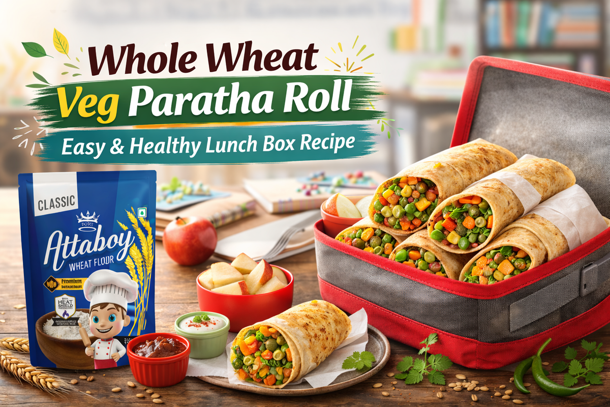 whole wheat veg paratha roll featuring vegetable-stuffed paratha wraps arranged in a lunch box