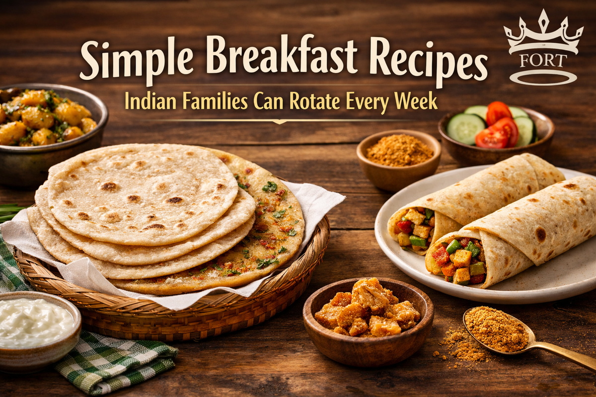 breakfast recipes shown through traditional Indian breakfast dishes prepared for family mornings